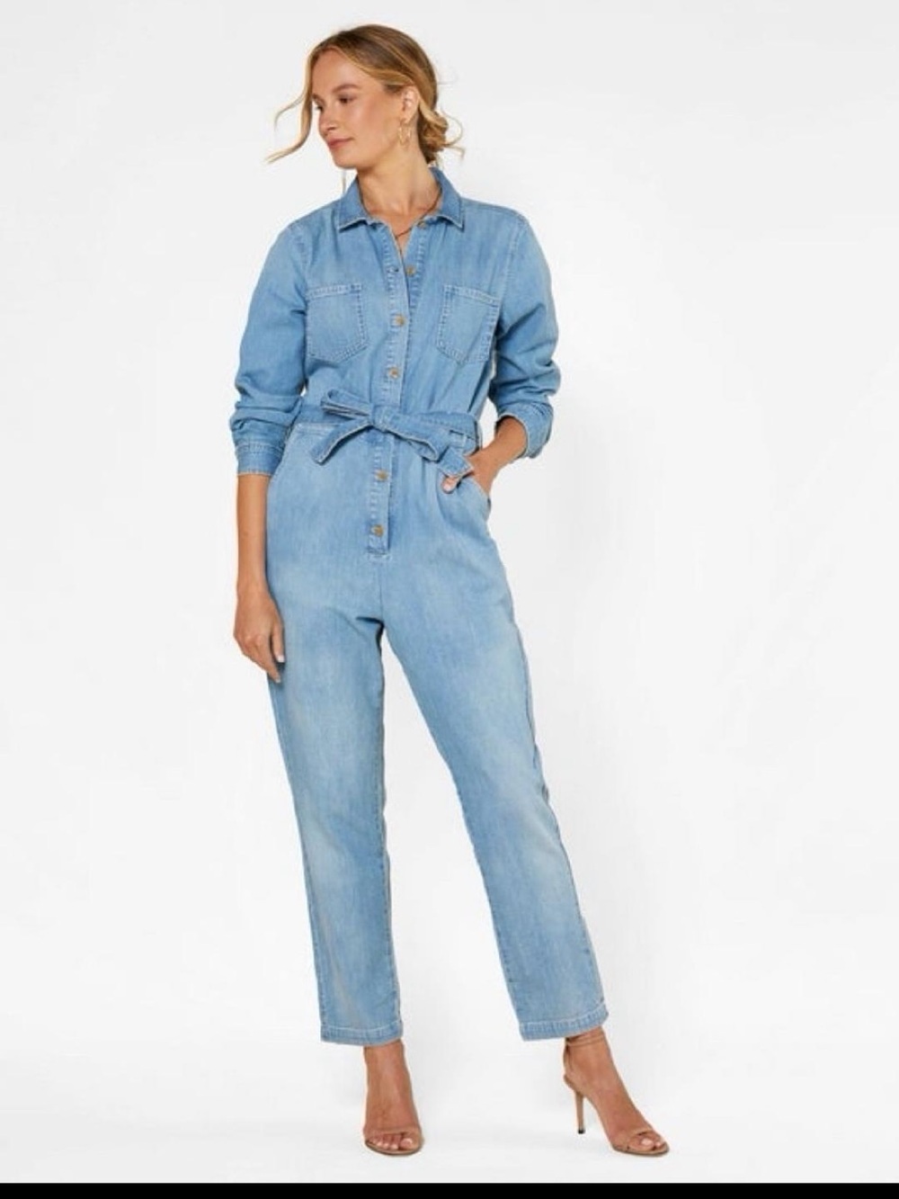 NWT Outerknown Wyatt Denim Jumpsuit, Organic Cotton, Size L